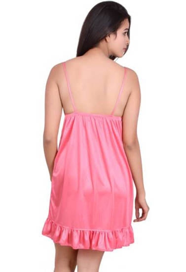 Pink Satin Lace Babydoll