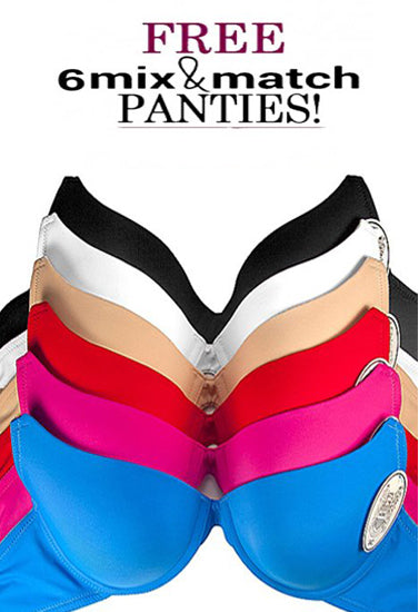 Wholesale Lot Of 6 Colorful Pushup Bras With Mix & Match Panties