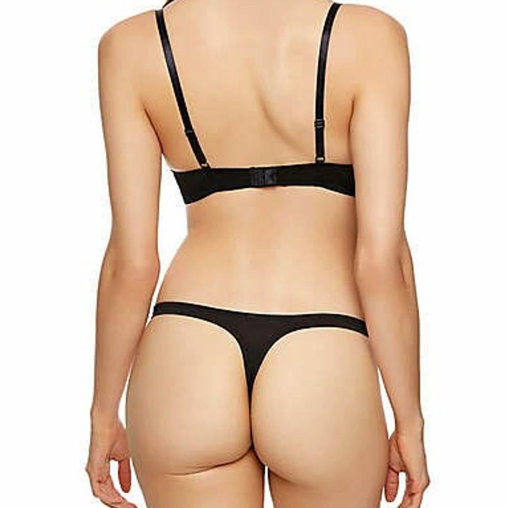 Black Magic Sexy Black Plunge Pushup Bra stocking & Thong Set