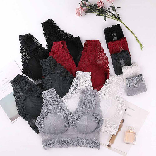 "Set Of 3" Padded Lace Bra Panties