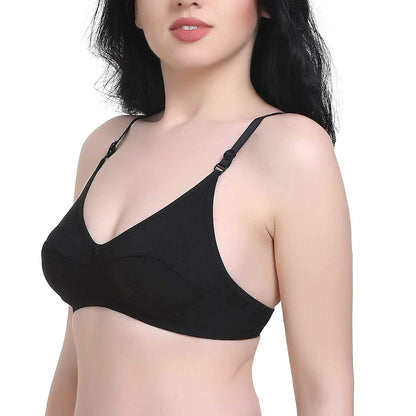 Women's T-Shirt Cotton Hosiery Black &amp; Red Bra ( Pack of 2)