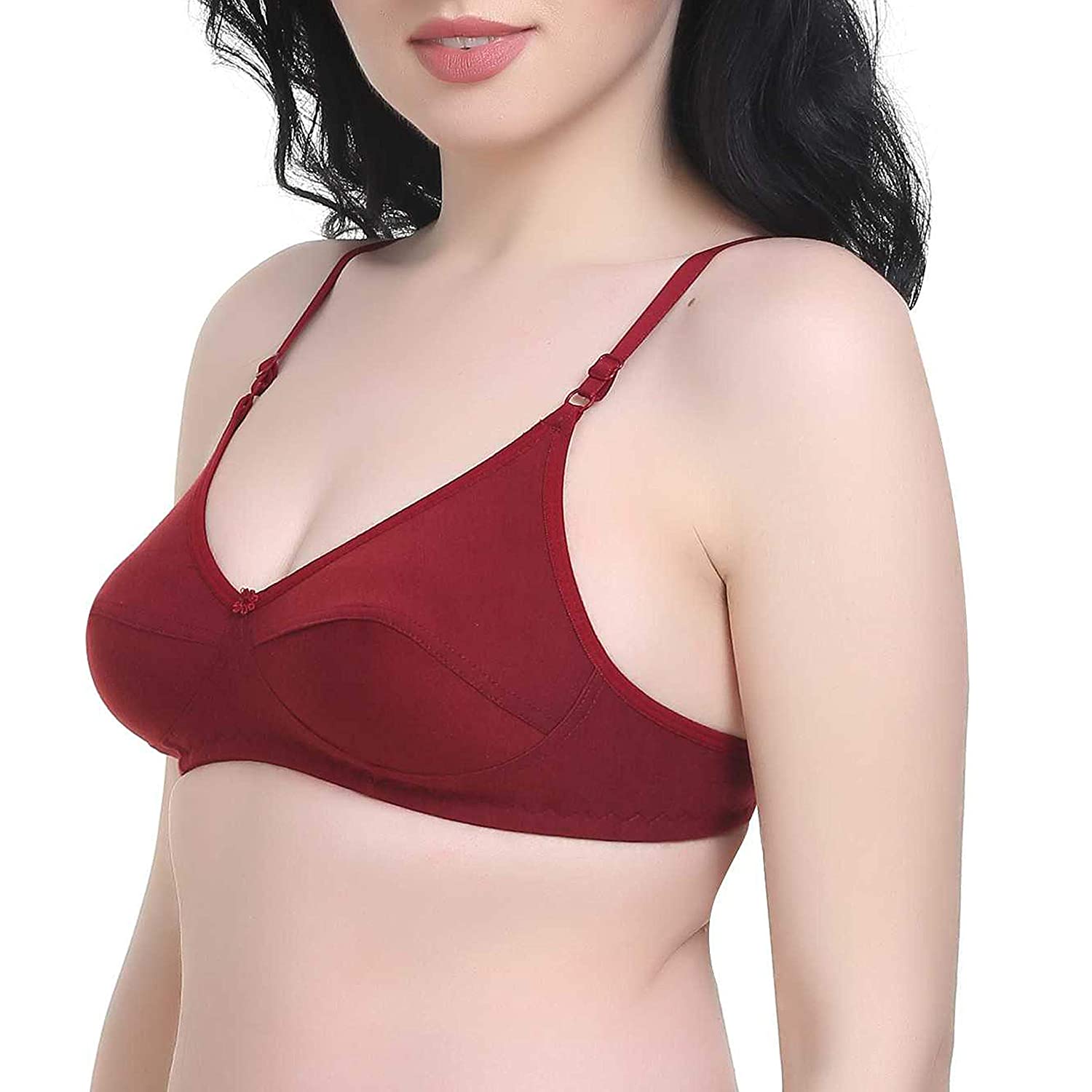 Women's T-Shirt Cotton Hosiery Black &amp; Red Bra ( Pack of 2)