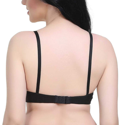 Women's T-Shirt Cotton Hosiery Black &amp; Red Bra ( Pack of 2)