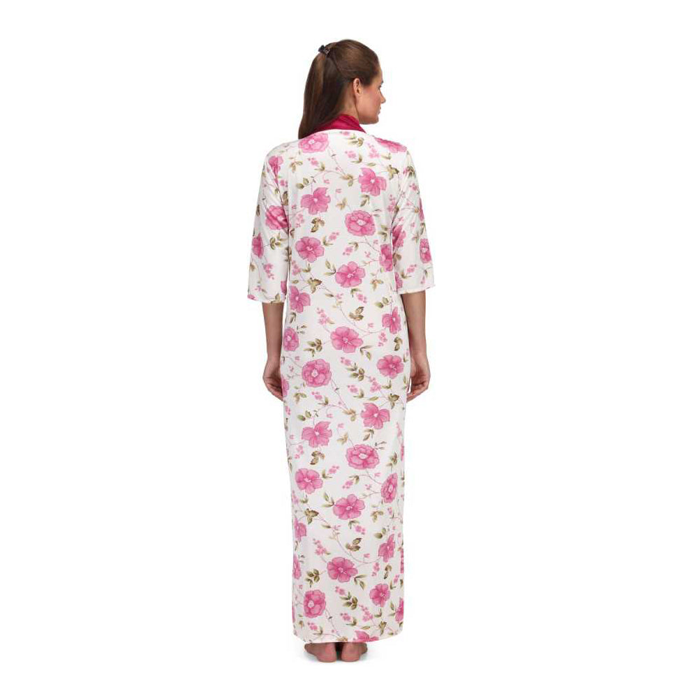 "Cool" Floral Print Full Length Pink Women's Nightgown