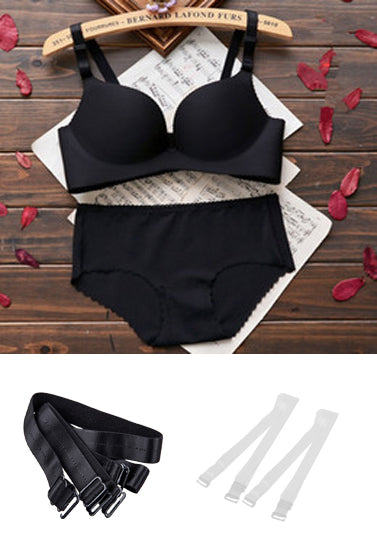 Ravish Black Convertible Bra Set With Straps